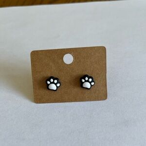 2/$15- Black and White Paw Print Handmade Earrings